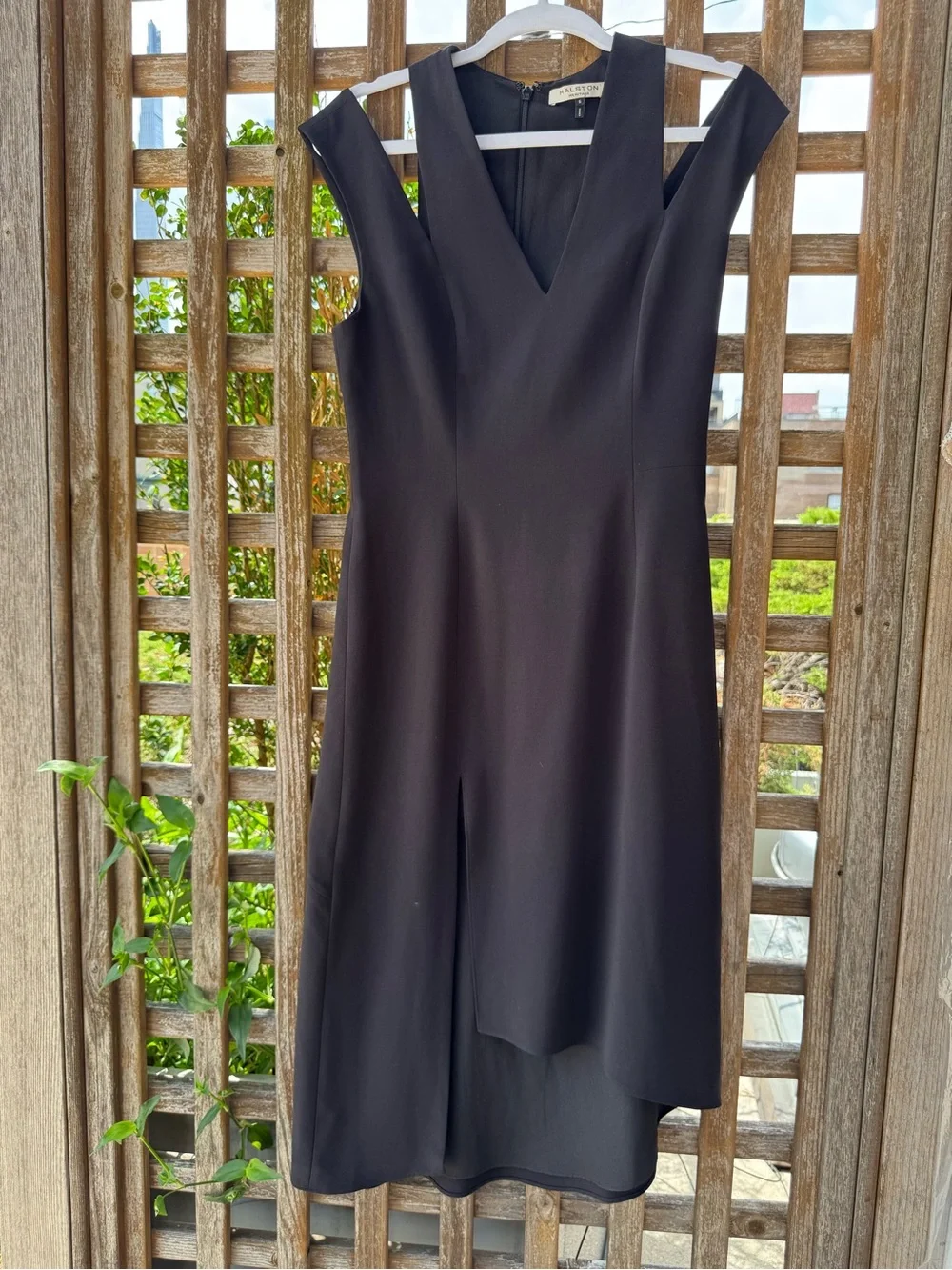 Halston Heritage Black Asymmetrical Midi Dress - Picture 4 of 7